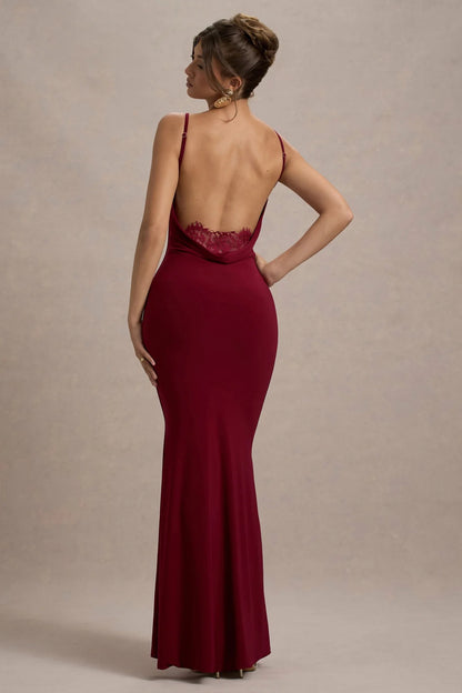 Lace Stitching Halter Sheath Slim-fit Flattering Dress